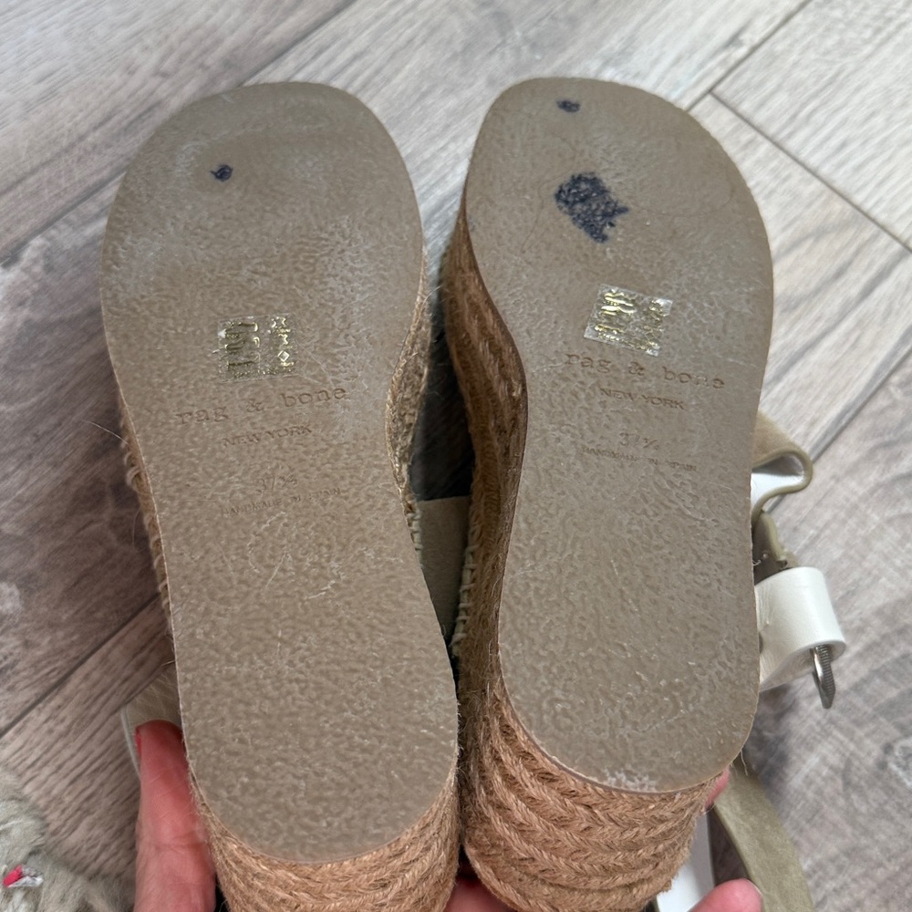 New nwot Rag & bone August Suede And Leather Espadrille Sandals Taupe 37.5 7.5 - Picture 10 of 12